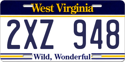 WV license plate 2XZ948