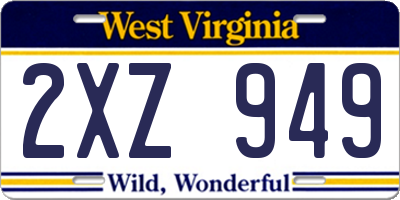 WV license plate 2XZ949
