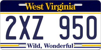 WV license plate 2XZ950