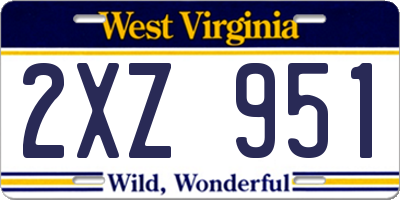 WV license plate 2XZ951