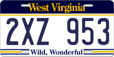 WV license plate 2XZ953