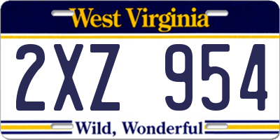 WV license plate 2XZ954