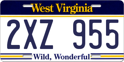 WV license plate 2XZ955