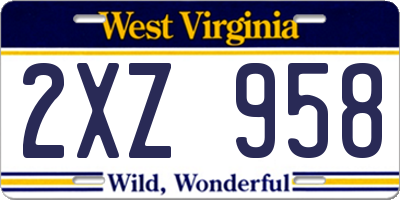 WV license plate 2XZ958