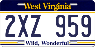 WV license plate 2XZ959