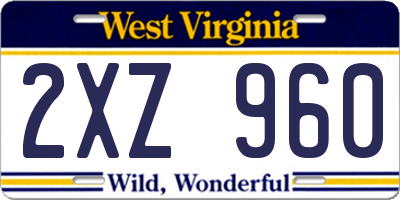 WV license plate 2XZ960