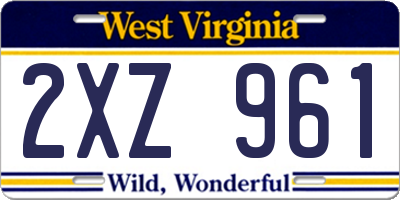 WV license plate 2XZ961
