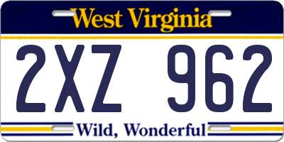 WV license plate 2XZ962