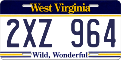 WV license plate 2XZ964