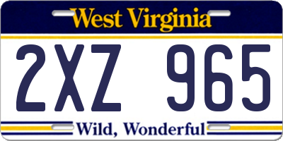 WV license plate 2XZ965