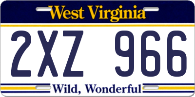 WV license plate 2XZ966