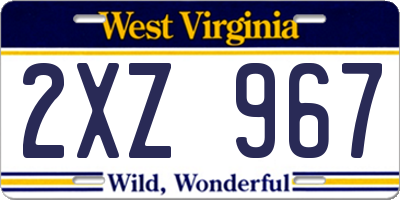 WV license plate 2XZ967