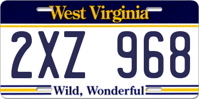WV license plate 2XZ968