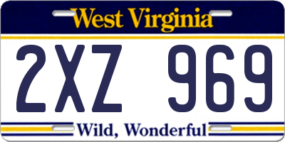 WV license plate 2XZ969