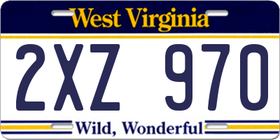 WV license plate 2XZ970