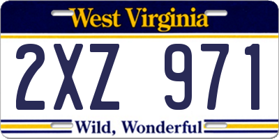 WV license plate 2XZ971