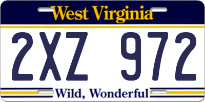 WV license plate 2XZ972