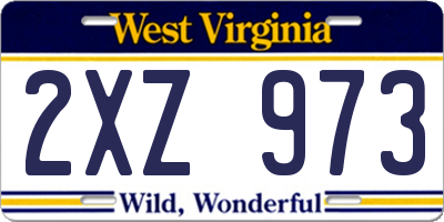 WV license plate 2XZ973