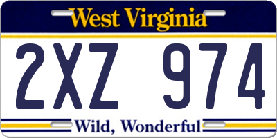 WV license plate 2XZ974