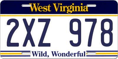 WV license plate 2XZ978