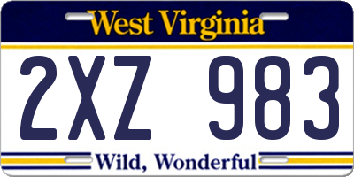 WV license plate 2XZ983
