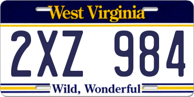 WV license plate 2XZ984