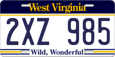 WV license plate 2XZ985