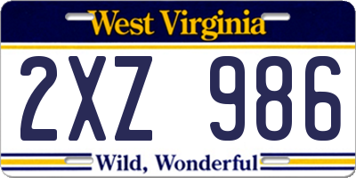 WV license plate 2XZ986