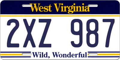 WV license plate 2XZ987