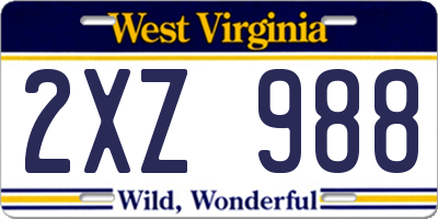 WV license plate 2XZ988