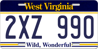 WV license plate 2XZ990