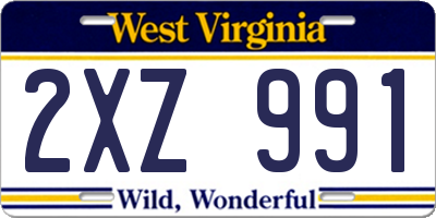 WV license plate 2XZ991