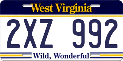 WV license plate 2XZ992