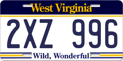 WV license plate 2XZ996