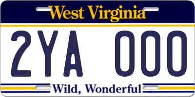 WV license plate 2YA000
