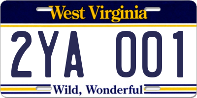 WV license plate 2YA001