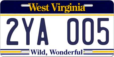 WV license plate 2YA005