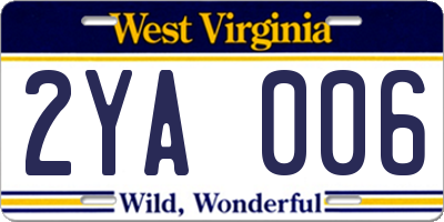 WV license plate 2YA006