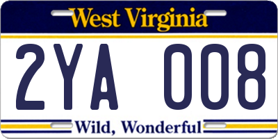 WV license plate 2YA008