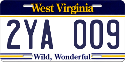 WV license plate 2YA009