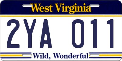 WV license plate 2YA011