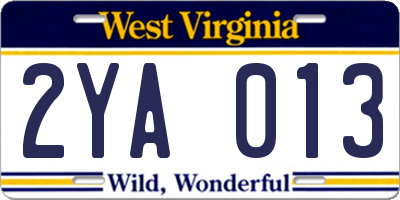 WV license plate 2YA013