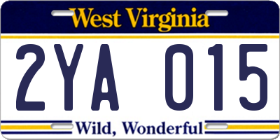 WV license plate 2YA015