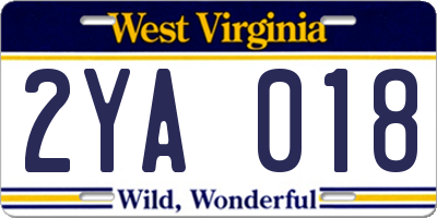 WV license plate 2YA018