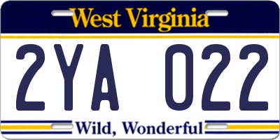 WV license plate 2YA022