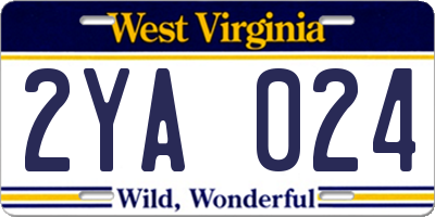 WV license plate 2YA024