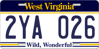 WV license plate 2YA026