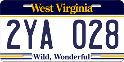 WV license plate 2YA028