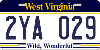 WV license plate 2YA029
