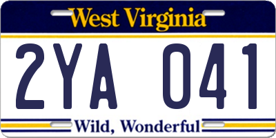 WV license plate 2YA041